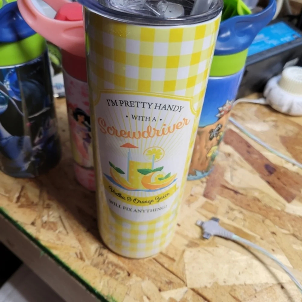 20 ounce Tumbler With Straw & Lid Keeps‎ Drinks Hot or Cold For Hours Funny
